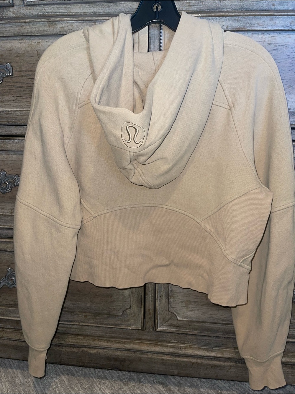 Lululemon Scuba Half-Zip Hoodie Cropped Sweatshirt in neutral beige color sz 4 - Picture 6 of 13